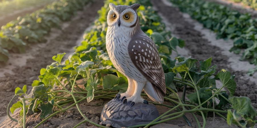 Protect your garden with the help of a plastic owl or scarecrow.